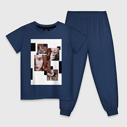 Пижама хлопковая детская Ход королевы винтаж, цвет: тёмно-синий