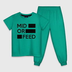 Пижама хлопковая детская Mid or feed, цвет: зеленый