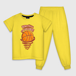 Пижама хлопковая детская Баскетбольный турнир, цвет: желтый
