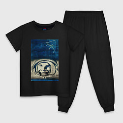 Пижама хлопковая детская Космонавт номер один, цвет: черный