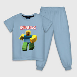 Пижама хлопковая детская Roblox бегущий персонаж, цвет: мягкое небо