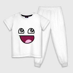 Пижама хлопковая детская Trollface глаза с улыбкой, цвет: белый