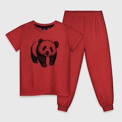 Пижама хлопковая детская Панда милая, цвет: красный