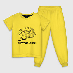 Пижама хлопковая детская Я фотограф с камерой, цвет: желтый
