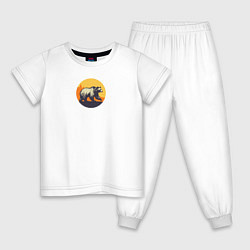 Пижама хлопковая детская Медведь на прогулке, цвет: белый