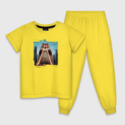Пижама хлопковая детская Пушистый Котзилла, цвет: желтый