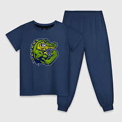 Пижама хлопковая детская Сила крокодила, цвет: тёмно-синий