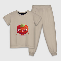Пижама хлопковая детская Милая помидорка, цвет: миндальный