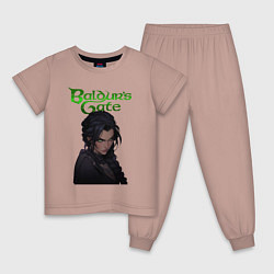 Пижама хлопковая детская Shadowheart - baldurs gate 3 - зеленый, цвет: пыльно-розовый