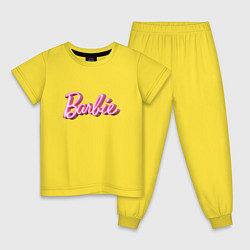 Пижама хлопковая детская Барби - объемными рукописными буквами, цвет: желтый
