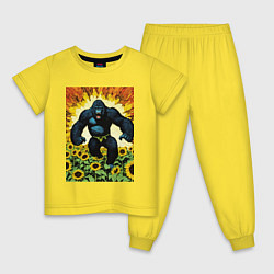 Пижама хлопковая детская Разъяренная горилла, цвет: желтый