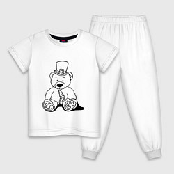 Пижама хлопковая детская Плюшевый мишка лепрекон - раскраска, цвет: белый