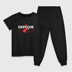Пижама хлопковая детская Depeche Mode - Enjoy The Silence red rose, цвет: черный