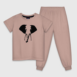 Пижама хлопковая детская Голова слона трафарет, цвет: пыльно-розовый