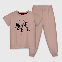 Пижама хлопковая детская Цирковой слон, цвет: пыльно-розовый