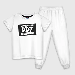 Пижама хлопковая детская ДДТ - логотип, цвет: белый