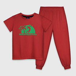 Пижама хлопковая детская Green beach volleyball, цвет: красный