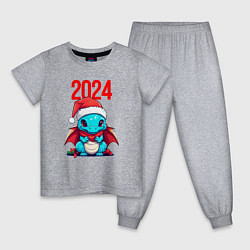 Пижама хлопковая детская Милый дракончик 2024, цвет: меланж