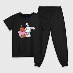 Пижама хлопковая детская Зайка сладкоежка, цвет: черный