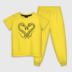 Пижама хлопковая детская Фламинго сердечко, цвет: желтый