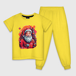 Пижама хлопковая детская Санта Клаус, цвет: желтый