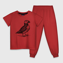 Пижама хлопковая детская Тупик сбоку, цвет: красный