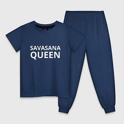 Пижама хлопковая детская Королева шавасаны, цвет: тёмно-синий