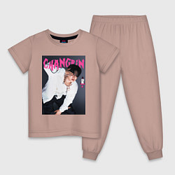Пижама хлопковая детская Changbin Rock Star Stray Kids, цвет: пыльно-розовый