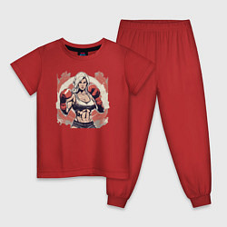 Пижама хлопковая детская Стиль и сила, цвет: красный