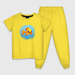 Пижама хлопковая детская Сказочная золотая рыбка исполняющая желания, цвет: желтый