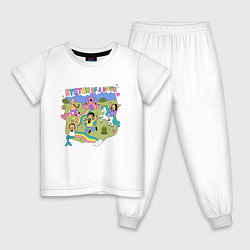 Пижама хлопковая детская System of a Down мультяшный стиль, цвет: белый