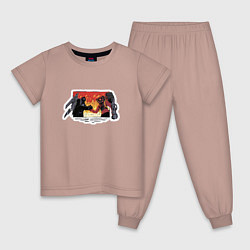Пижама хлопковая детская Титан Спикермен с титаном Камераменом, цвет: пыльно-розовый