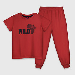 Пижама хлопковая детская Дикий леопард, цвет: красный