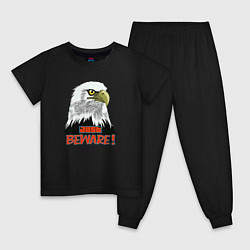 Пижама хлопковая детская Взгляд орла, цвет: черный