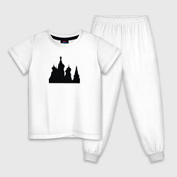 Пижама хлопковая детская Кремль силуэт, цвет: белый
