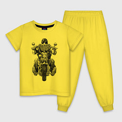 Пижама хлопковая детская Старый бородатый байкер, цвет: желтый