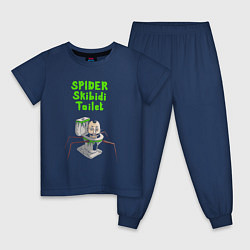 Пижама хлопковая детская Spider skibidi tualet, цвет: тёмно-синий