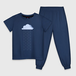Пижама хлопковая детская Digital rain, цвет: тёмно-синий