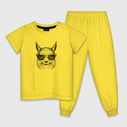 Пижама хлопковая детская Белка модная в очках, цвет: желтый