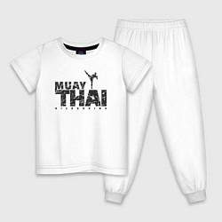 Пижама хлопковая детская Kickboxing muay thai, цвет: белый