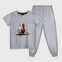 Пижама хлопковая детская Красный попугай, цвет: меланж