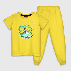 Пижама хлопковая детская Венти из Геншин Импакт, цвет: желтый