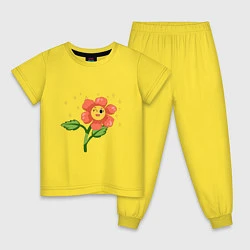 Пижама хлопковая детская Веселый цветик, цвет: желтый