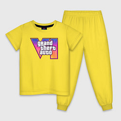 Пижама хлопковая детская GTA 6 logo, цвет: желтый
