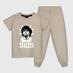 Пижама хлопковая детская Dios Diego Maradona, цвет: миндальный