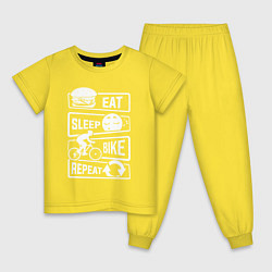 Пижама хлопковая детская Eat sleep bike, цвет: желтый