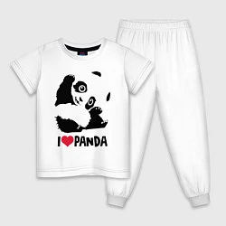 Пижама хлопковая детская I love panda, цвет: белый