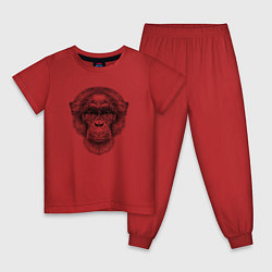 Пижама хлопковая детская Шимпанзе голова, цвет: красный