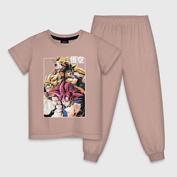 Пижама хлопковая детская Dragon ball anime, цвет: пыльно-розовый
