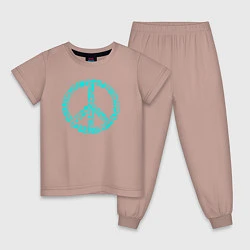 Пижама хлопковая детская Peace life, цвет: пыльно-розовый